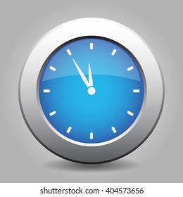 blue metal button - white last minute clock
