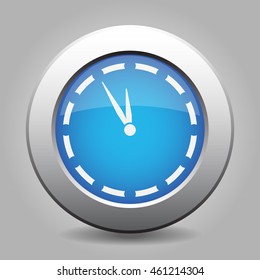 blue metal button - with white last minute clock