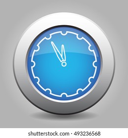 blue metal button - with white last minute clock