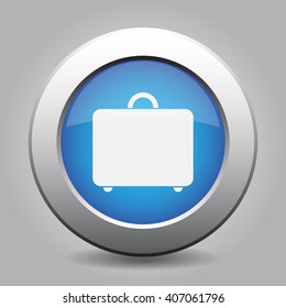 blue metal button - with white luggage icon