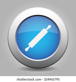 blue metal button - with white rolling pin