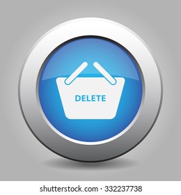 blue metal button - with white shopping basket delete