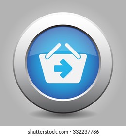 blue metal button - with white shopping basket next
