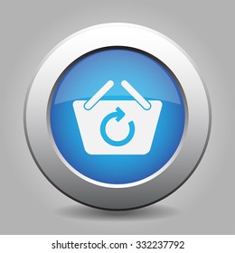 blue metal button - with white shopping basket refresh