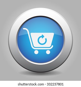 blue metal button - with white shopping cart refresh
