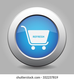blue metal button, white shopping cart refresh