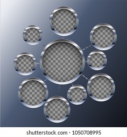 blue metal circles mind map with transparency background