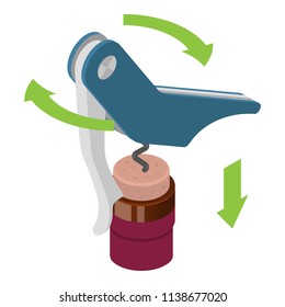 Blue metal corkscrew icon. Isometric of blue metal corkscrew vector icon for web design isolated on white background