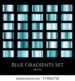 Blue metal gradient set. Gradation design swatches collection