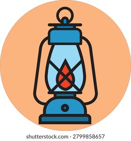 Blue metal lantern with handle