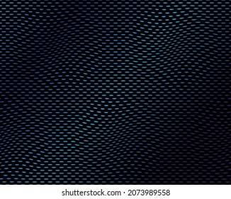 Blue Metal Look Texture on Black Background. Wavy Perforated Texture Graphics.