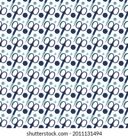 Blue metal nail scissors, pattern. For printing on fabric.