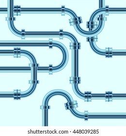 Blue metal pipes on the blue background.