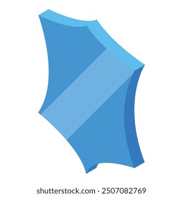 Blue metal sheet is representing isometric blank shield for design