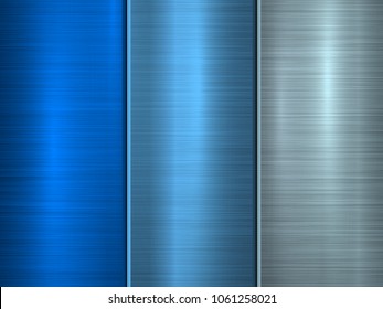 Blue metal technology background with polished, brushed circular concentric texture, chrome, silver, steel, for design concepts, web, wallpapers and prints. Vector illustration.