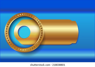 The blue metallic background with infographic element