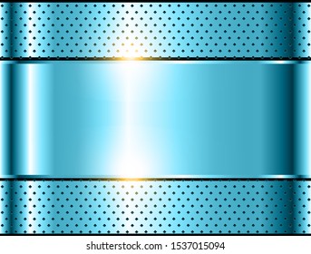 Blue metallic background, polished steel texture vector design.