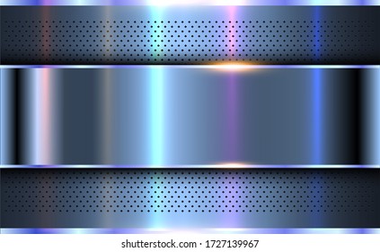 Blue metallic background, polished steel texture vector design.