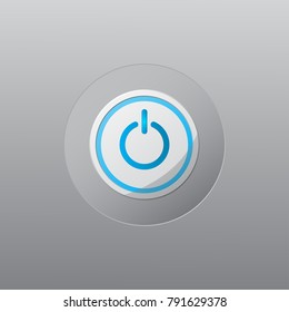 blue and metallic circle digital on off button