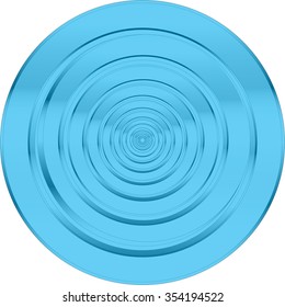 Blue metallic circle plate  with gradient. Vector illustration