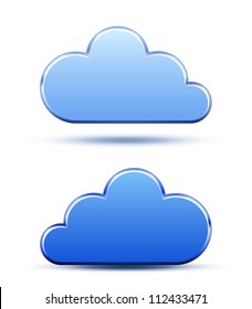 Blue metallic cloud icons. Vector illustration logo template