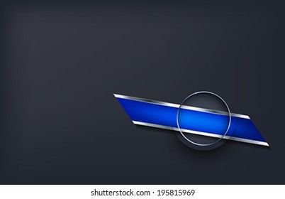 The blue metallic Element on the dark Background