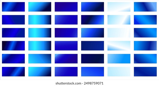 Blue metallic gradient background set. Metallic gradation textures. Shiny elegant vector gradient collection. Vector illustration eps10