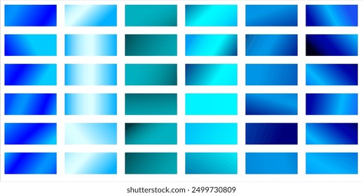 Blue metallic gradient background set. Metallic gradation textures. Shiny elegant vector gradient collection. Vector illustration eps10