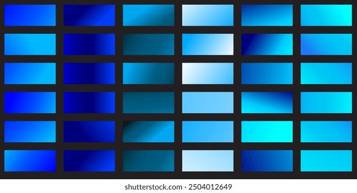 Blue metallic gradient background set. Metallic gradation textures. Shiny elegant vector gradient collection. Vector illustration eps10