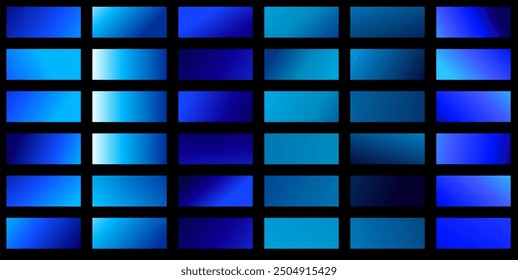 Blue metallic gradient background set. Metallic gradation textures. Shiny elegant vector gradient collection. Vector illustration eps10