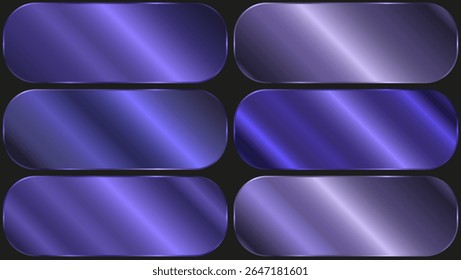 Blue metallic gradient template set. Vector blue metal gradient collection. Vector illustration. metal..