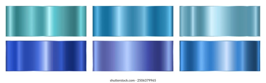 Blue metallic gradients on a white background. A banner with a metallic blue gradient texture. Vector illustration.