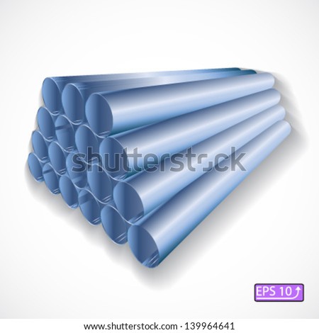 blue metallic pipes, isolated vector