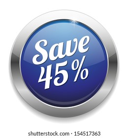 Blue metallic save forty-five percent button