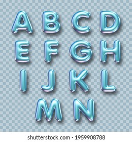 Blue Metallic Three Dimensional Alphabet Isolated On Transparent Background