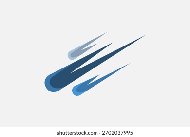 meteoro azul descendo logo rápido