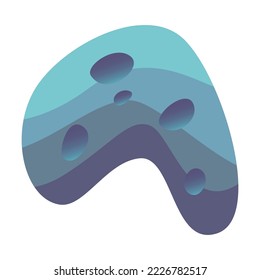 Blue meteorite, meteoroid, comet, space stone. Cartoon vector illustration. Colorful asteroid. Space, crater, game concept