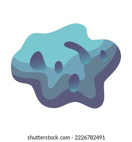 Blue meteoroid, comet, space stone. Cartoon vector illustration. Colorful asteroid. Space, planet, crater, game concept