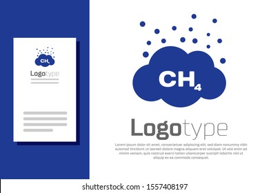 Symbol für die Reduktion der Emissionen von Blauem Methan, einzeln auf weißem Hintergrund. CH4-Molekül-Modell und chemische Formel. Marschgas. Erdgas. Logo-Design-Element. Vektorgrafik