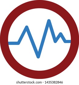 Blue metric in a red circle on a white background