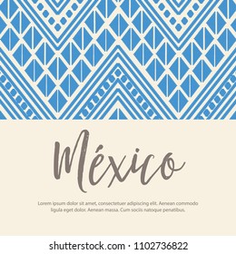 Blue Mexican Embroidery Style Composition – Copy Space