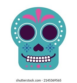 blue mexican head skull icon