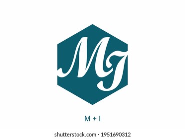 Blue MI initial letter text design