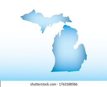 Mapa azul Michigan de hielo con vector de efecto oscuro y claro en la ilustración de fondo claro
