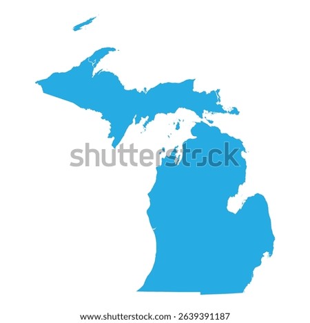 Blue Michigan state map on white background