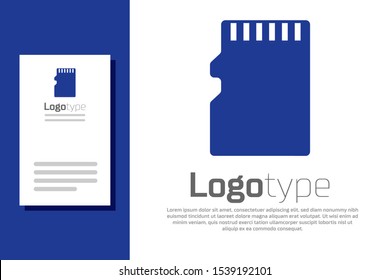 Blue Micro SD memory card icon isolated on white background. Logo design template element. Vector Illustration