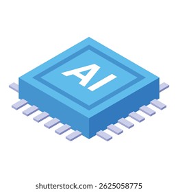 Blue microchip representing the power and potential of ai, symbolizing advanced computing and machine learning