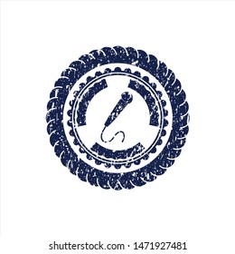 Blue microphone icon inside distress rubber seal