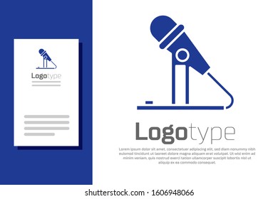 Blue Microphone icon isolated on white background. On air radio mic microphone. Speaker sign. Logo design template element. Vector Illustration