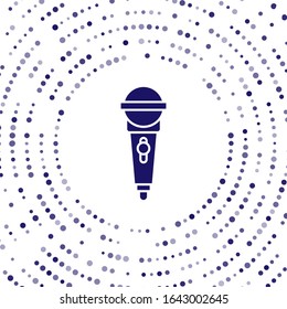 Blue Microphone icon isolated on white background. On air radio mic microphone. Speaker sign. Abstract circle random dots. Vector Illustration
